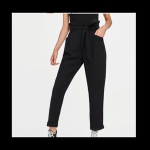 Zara high waisted paper bag black pants. Size M